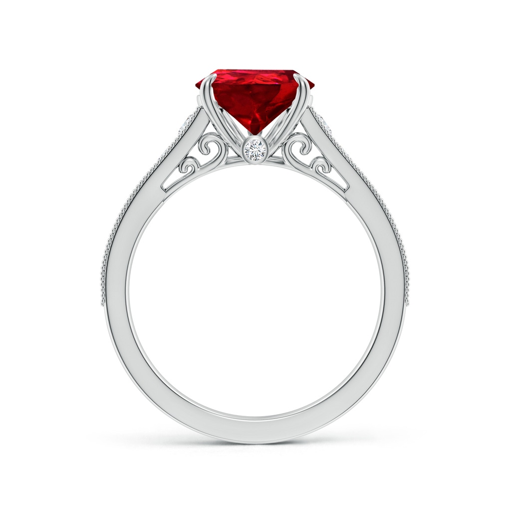 10x8mm Labgrown Vintage Inspired Pear-Shaped Lab-Grown Ruby Engagement Ring with Milgrain in White Gold Side 199