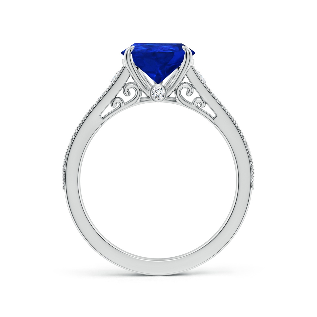 10x8mm Labgrown Vintage Inspired Pear-Shaped Lab-Grown Blue Sapphire Engagement Ring with Milgrain in White Gold Side 199