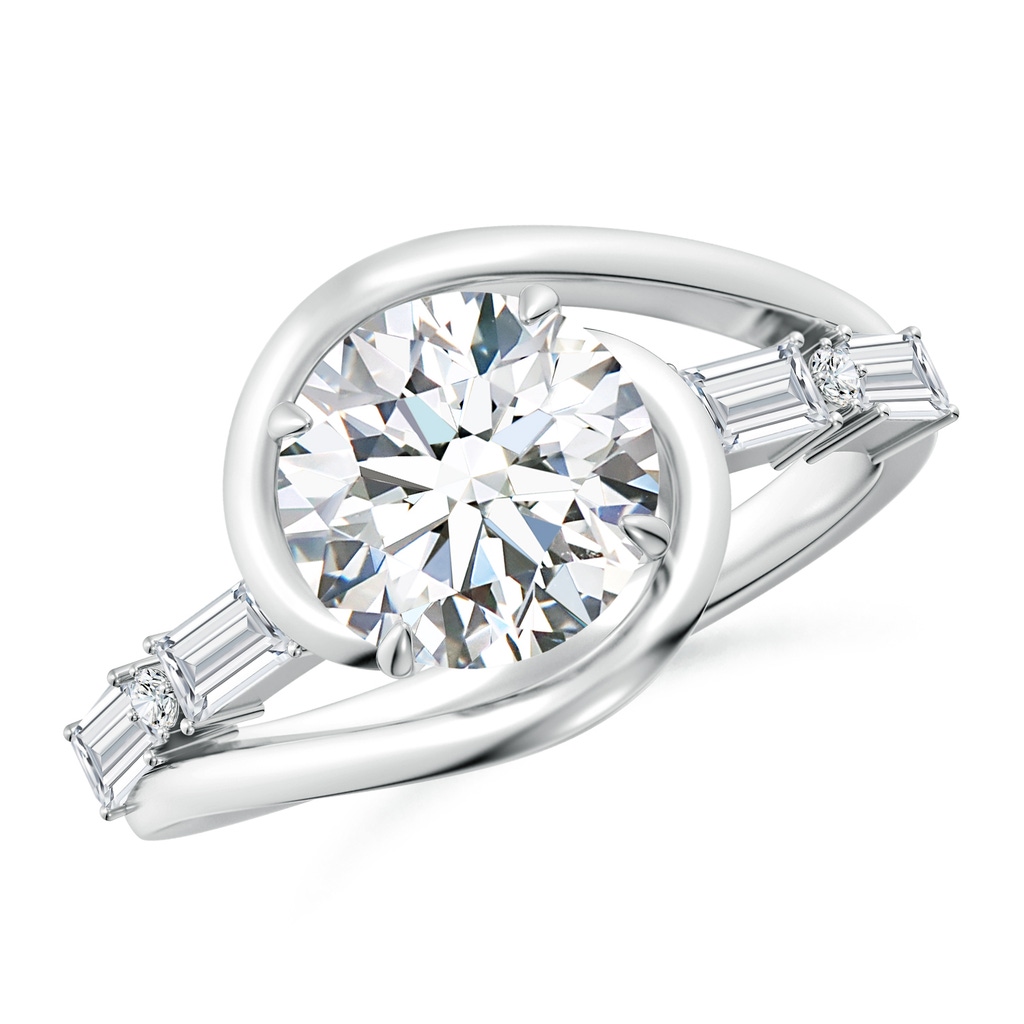 8.1mm FGVS Vintage Inspired Round Lab-Grown Diamond Bypass Shank Engagement Ring in White Gold