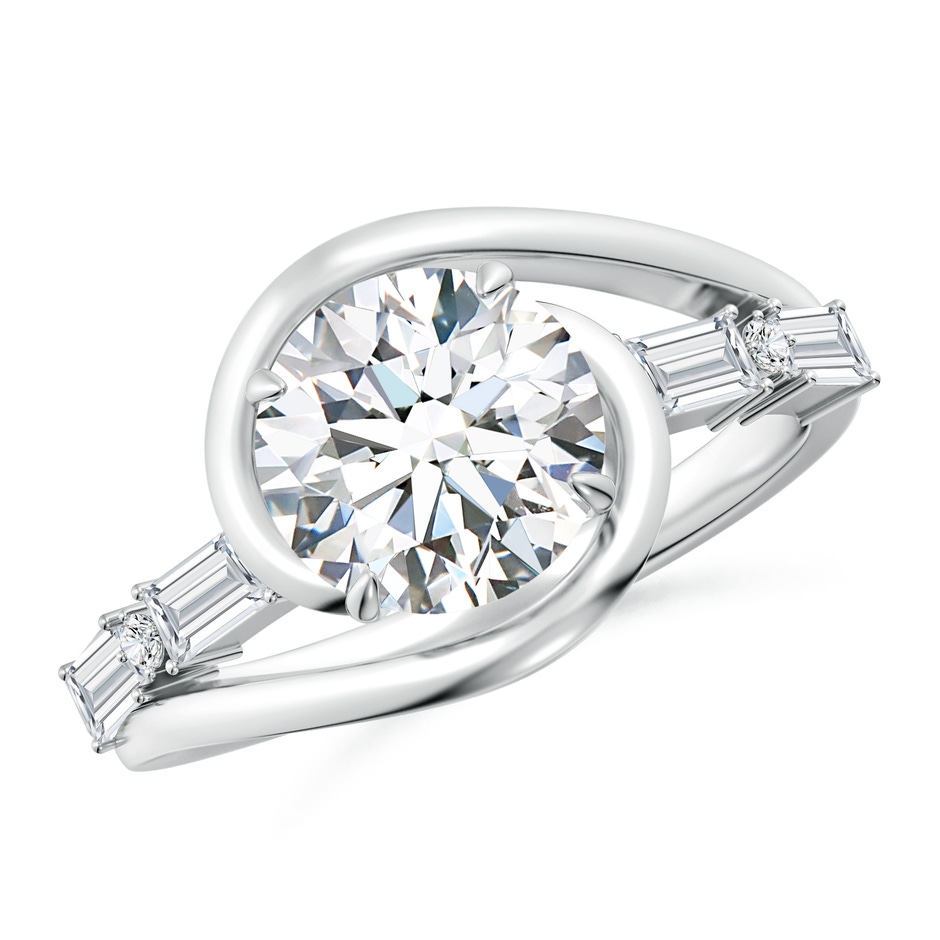 8.1mm FGVS Vintage Inspired Round Lab-Grown Diamond Bypass Shank Engagement Ring in White Gold 