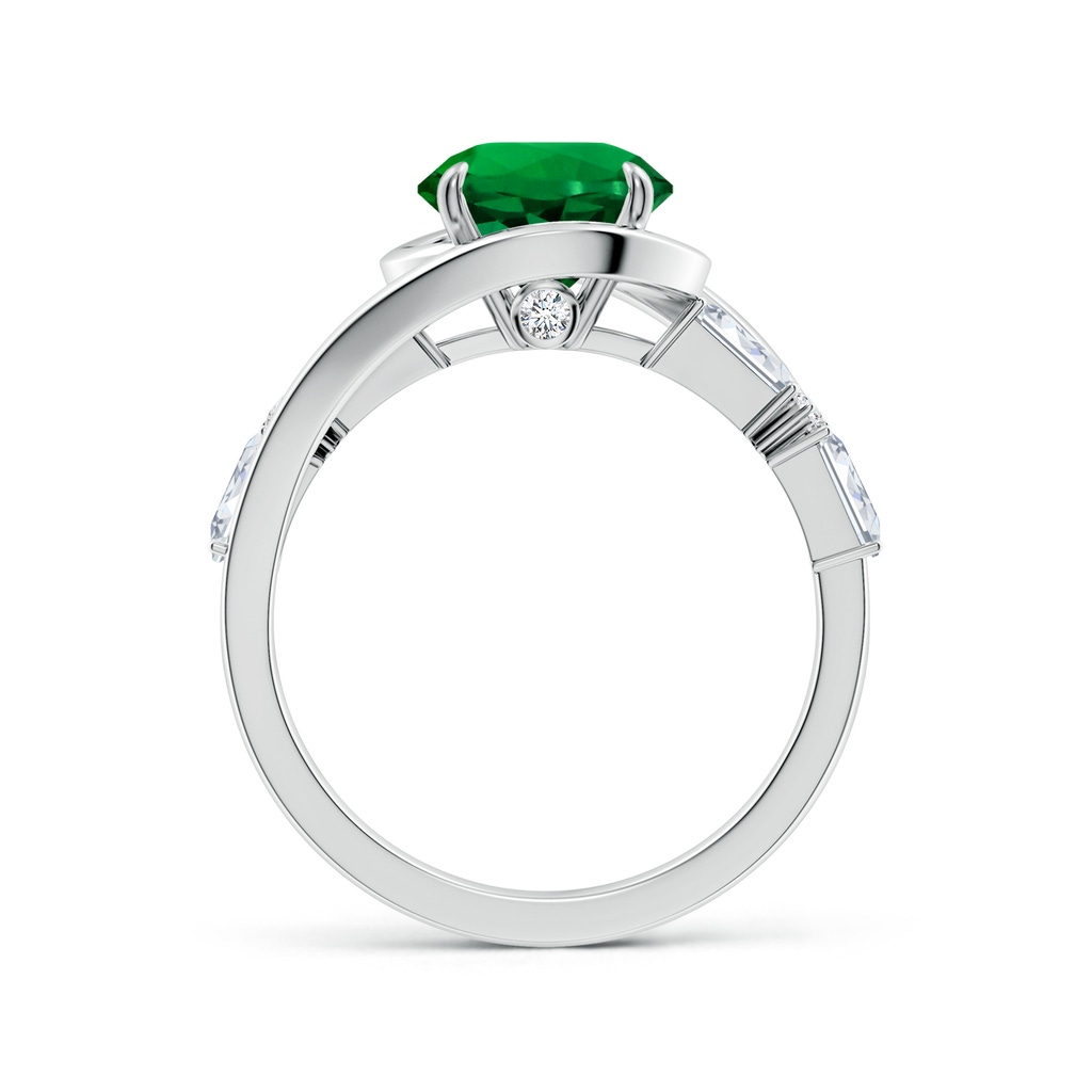 8mm Labgrown Vintage Inspired Round Lab-Grown Emerald Bypass Shank Engagement Ring in White Gold Side 199