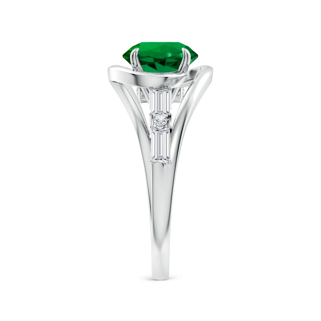 8mm Labgrown Vintage Inspired Round Lab-Grown Emerald Bypass Shank Engagement Ring in White Gold Side 299