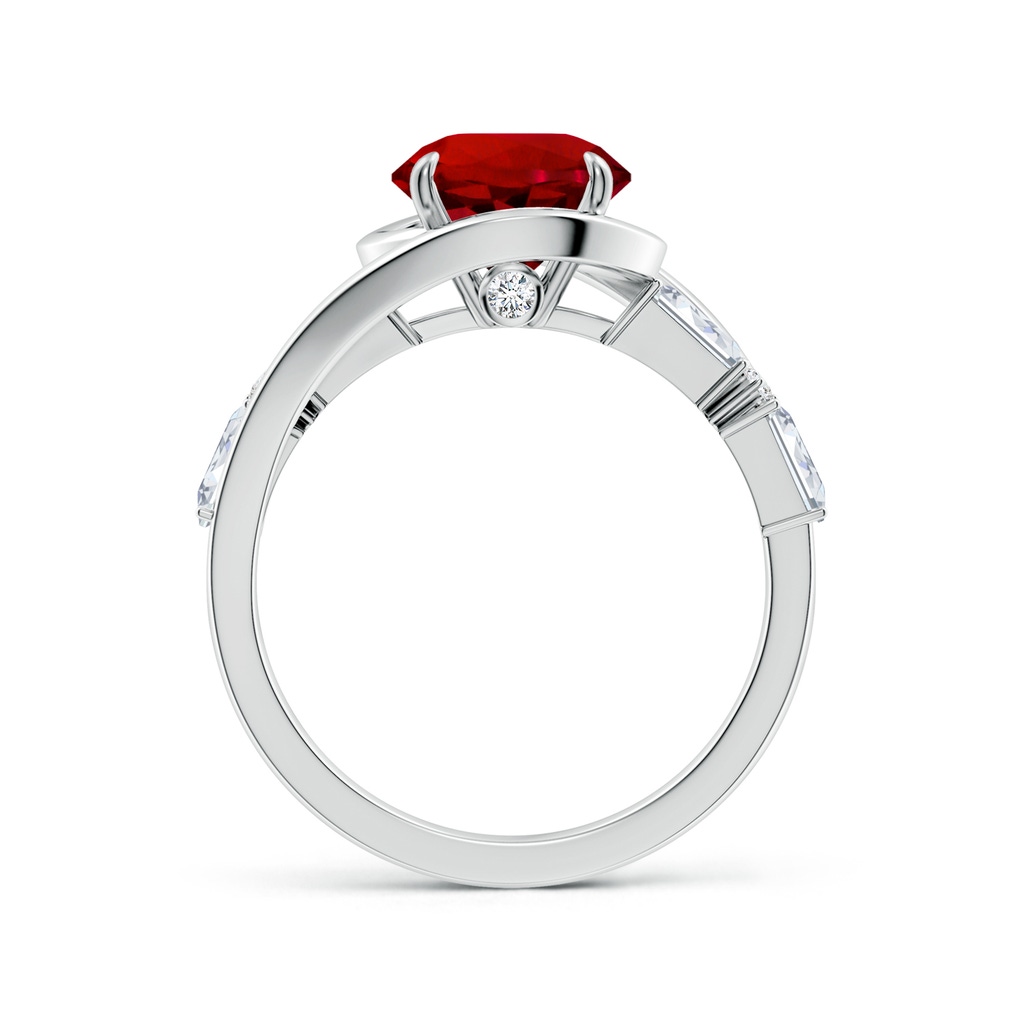 8mm Labgrown Vintage Inspired Round Lab-Grown Ruby Bypass Shank Engagement Ring in White Gold Side 199