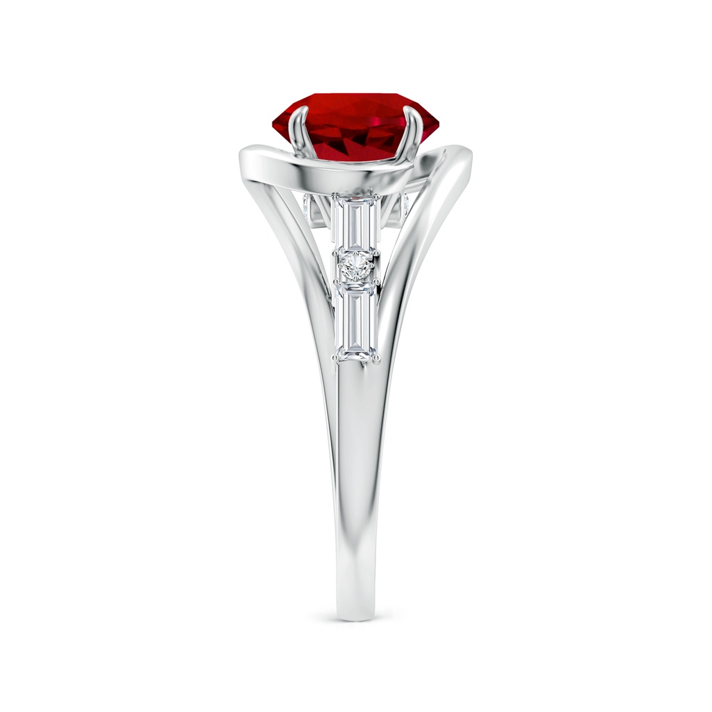 8mm Labgrown Vintage Inspired Round Lab-Grown Ruby Bypass Shank Engagement Ring in White Gold Side 299