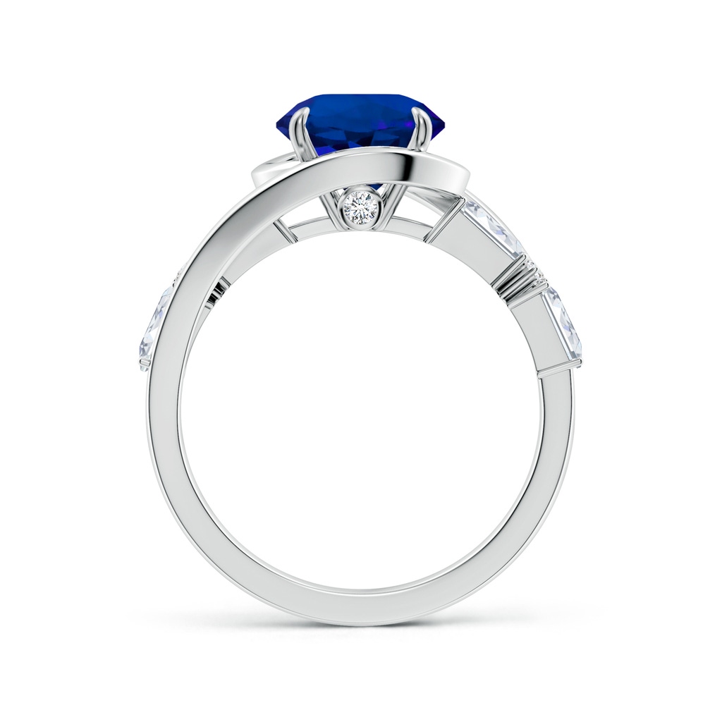 8mm Labgrown Vintage Inspired Round Lab-Grown Blue Sapphire Bypass Shank Engagement Ring in White Gold Side 199