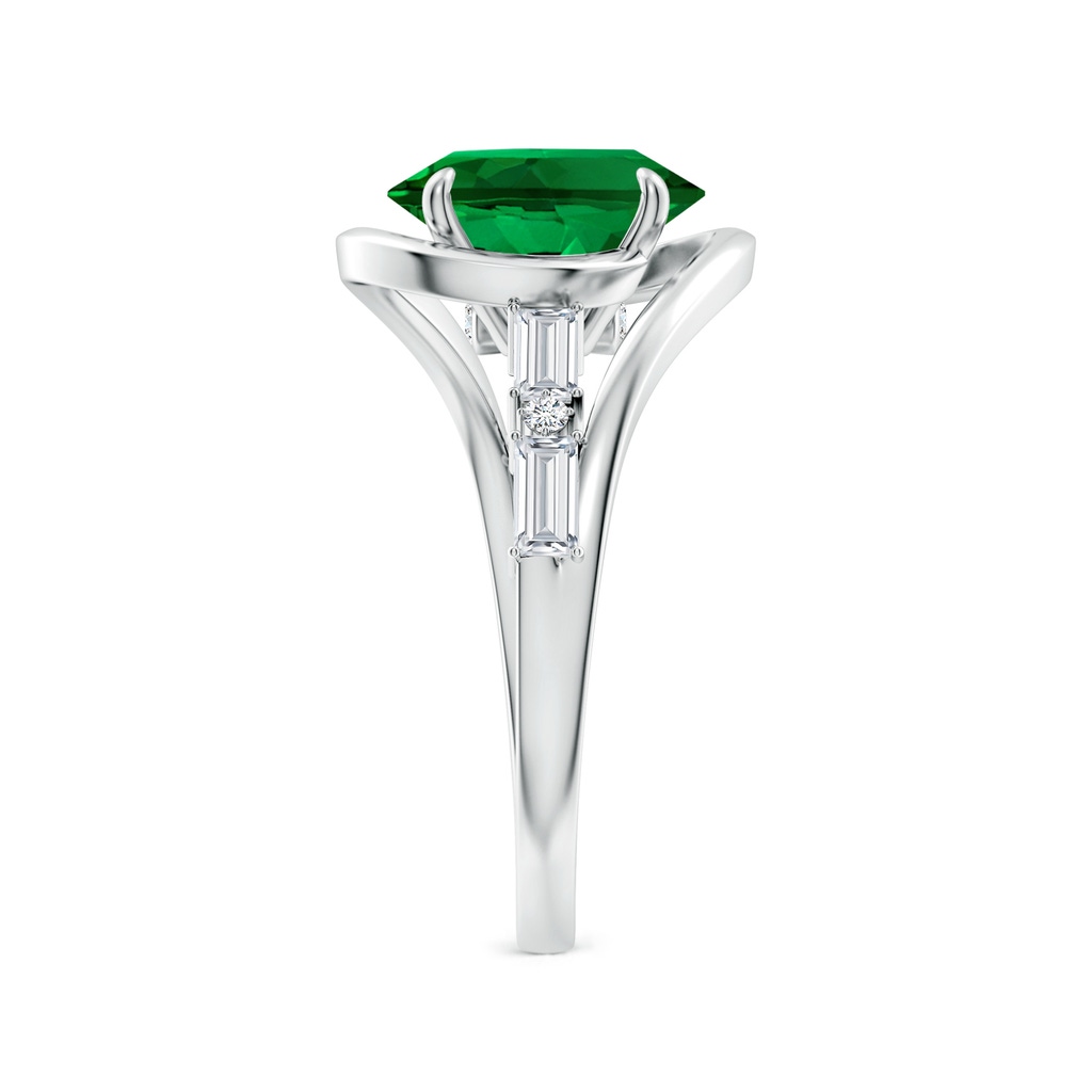 10x8mm Labgrown Vintage Inspired Oval Lab-Grown Emerald Bypass Shank Engagement Ring in White Gold Side 299