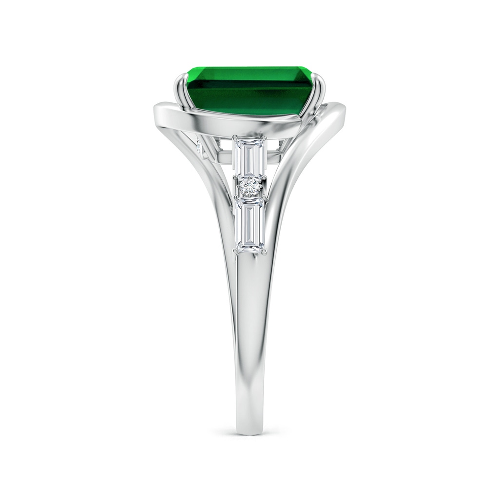 10x8mm Labgrown Vintage Inspired Emerald-Cut Lab-Grown Emerald Bypass Shank Engagement Ring in White Gold Side 299