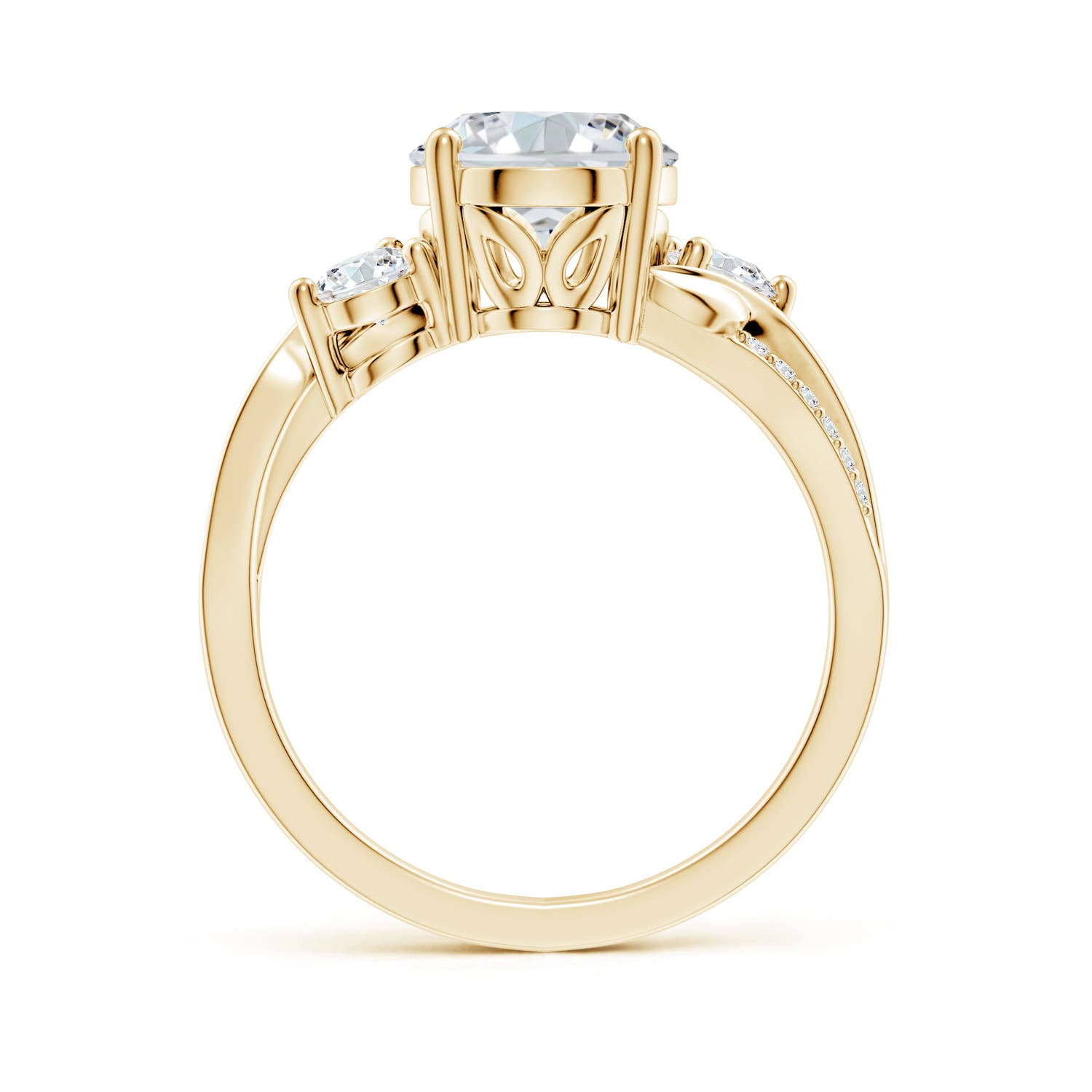 10x8mm FGVS Nature Inspired Oval Lab-Grown Diamond Twisted Vine Engagement Ring in 18K Yellow Gold