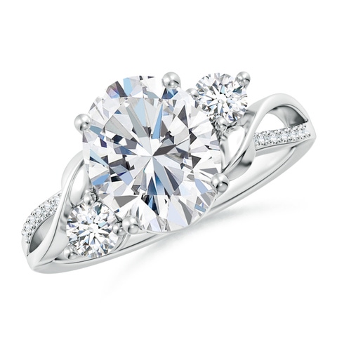 10x8mm FGVS Nature Inspired Oval Lab-Grown Diamond Twisted Vine Engagement Ring in P950 Platinum