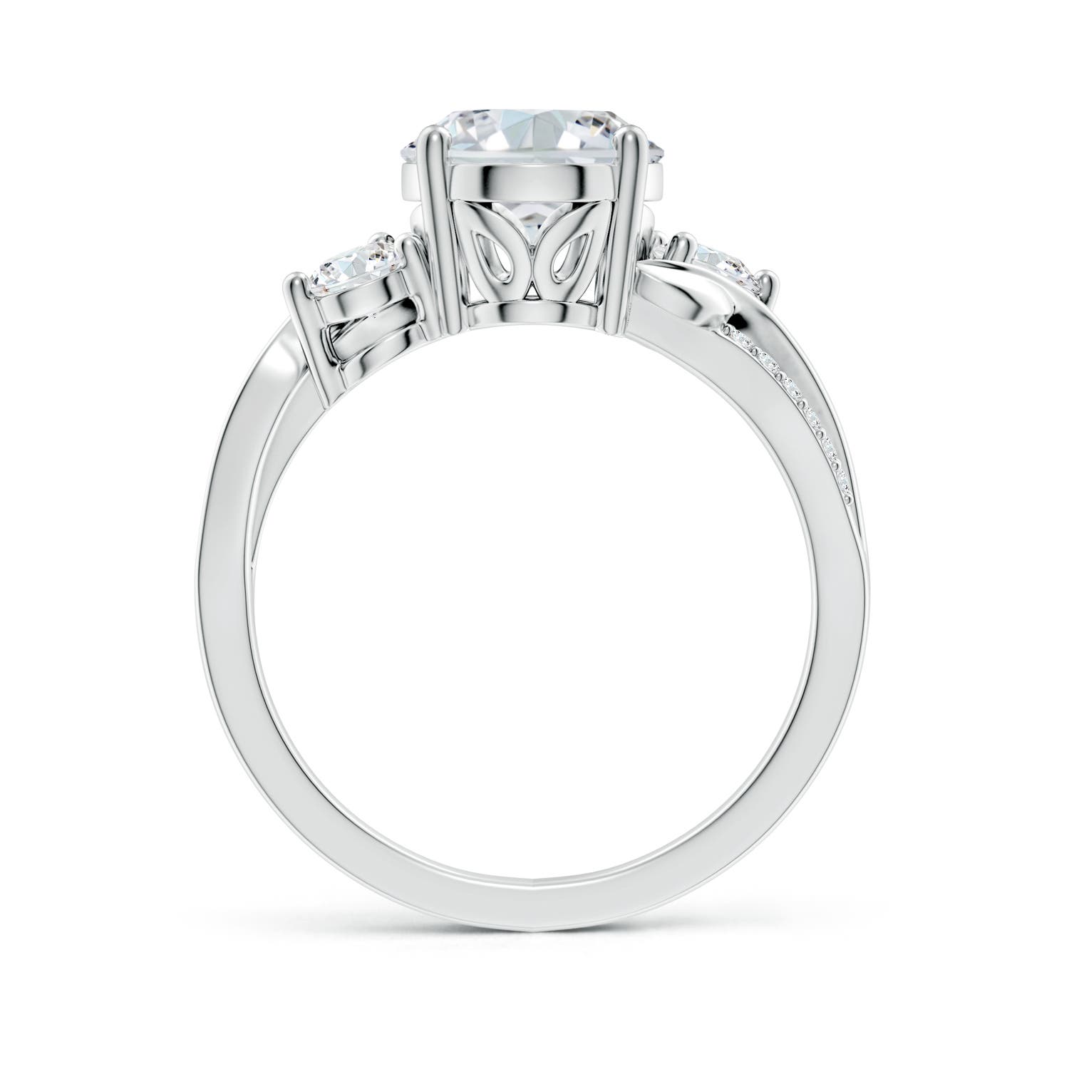 10x8mm FGVS Nature Inspired Oval Lab-Grown Diamond Twisted Vine Engagement Ring in White Gold
