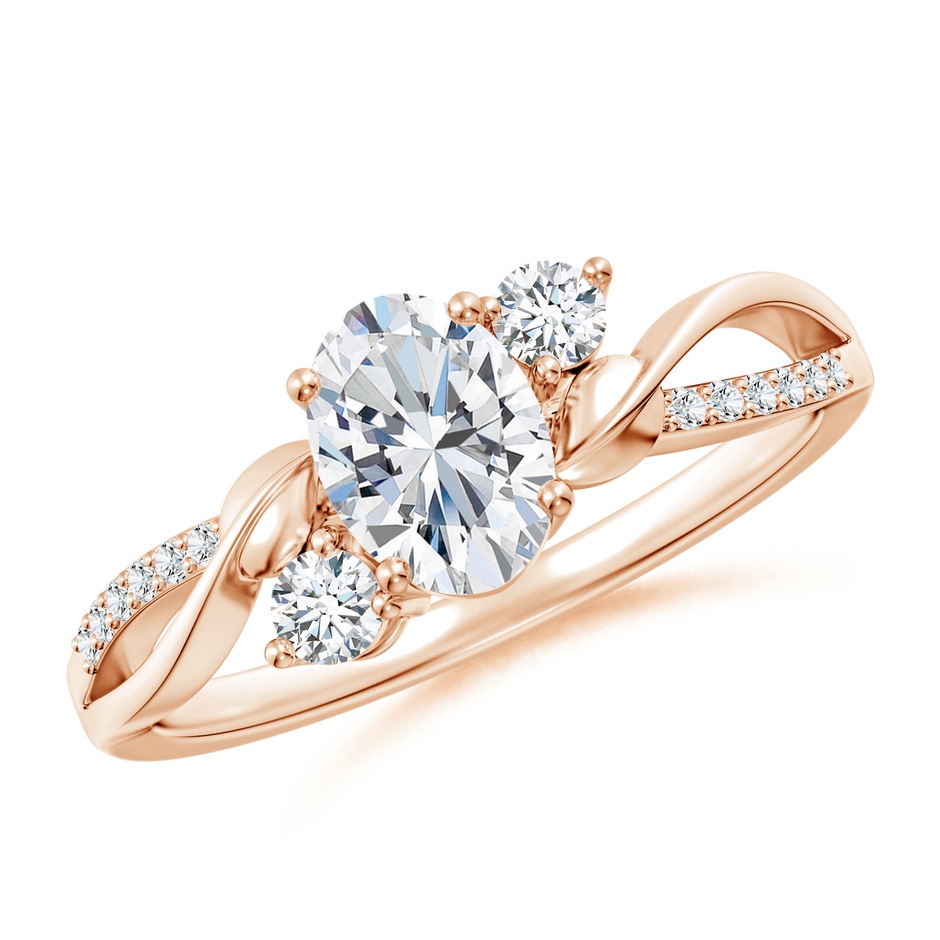 7x5mm FGVS Nature Inspired Oval Lab-Grown Diamond Twisted Vine Engagement Ring in 18K Rose Gold 