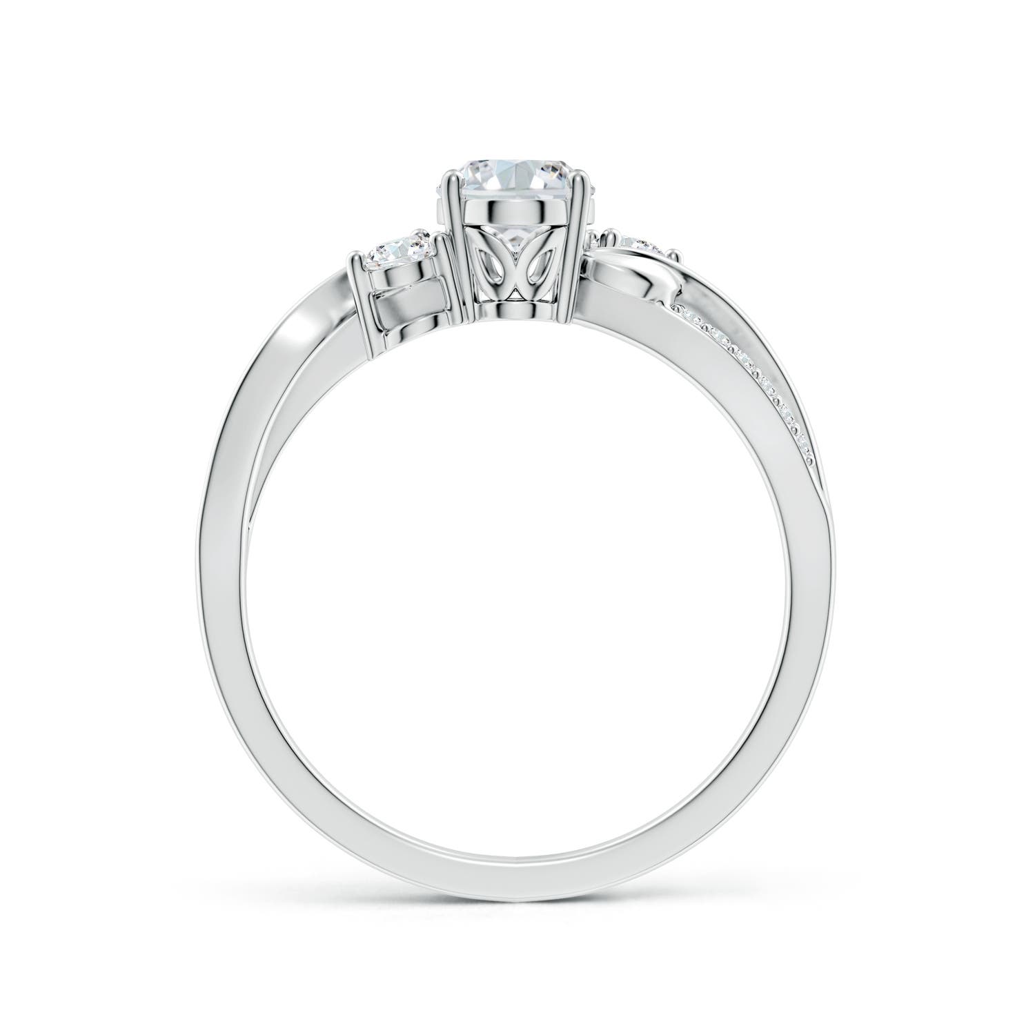 7x5mm FGVS Nature Inspired Oval Lab-Grown Diamond Twisted Vine Engagement Ring in 18K White Gold