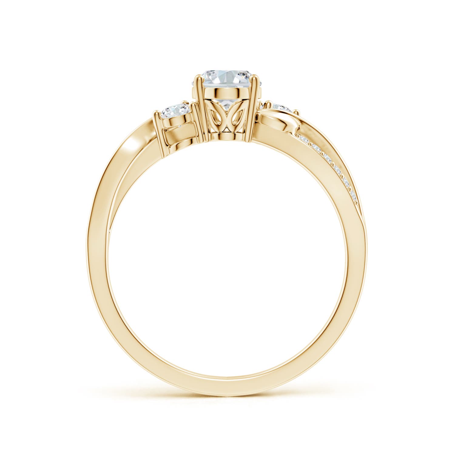 7x5mm FGVS Nature Inspired Oval Lab-Grown Diamond Twisted Vine Engagement Ring in 18K Yellow Gold