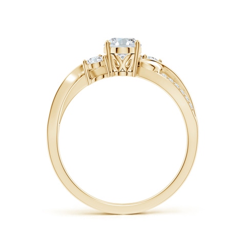 7x5mm FGVS Nature Inspired Oval Lab-Grown Diamond Twisted Vine Engagement Ring in 18K Yellow Gold