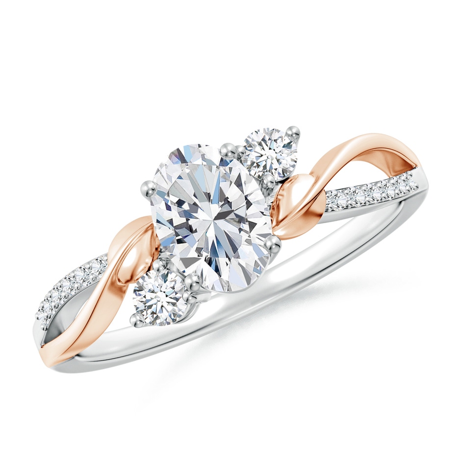 7x5mm FGVS Nature Inspired Oval Lab-Grown Diamond Twisted Vine Engagement Ring in White Gold Rose Gold 
