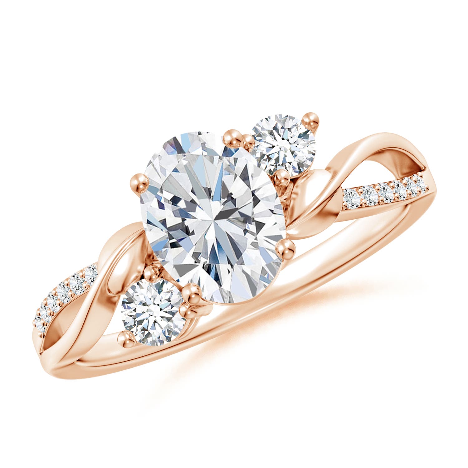 8x6mm FGVS Nature Inspired Oval Lab-Grown Diamond Twisted Vine Engagement Ring in Rose Gold