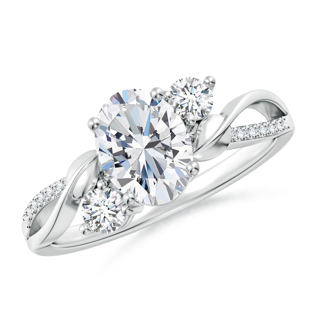 8x6mm FGVS Nature Inspired Oval Lab-Grown Diamond Twisted Vine Engagement Ring in White Gold