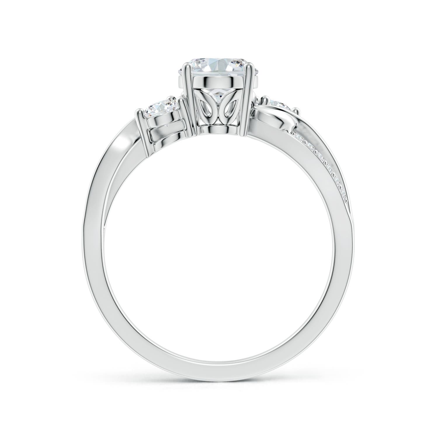 8x6mm FGVS Nature Inspired Oval Lab-Grown Diamond Twisted Vine Engagement Ring in White Gold - side 2
