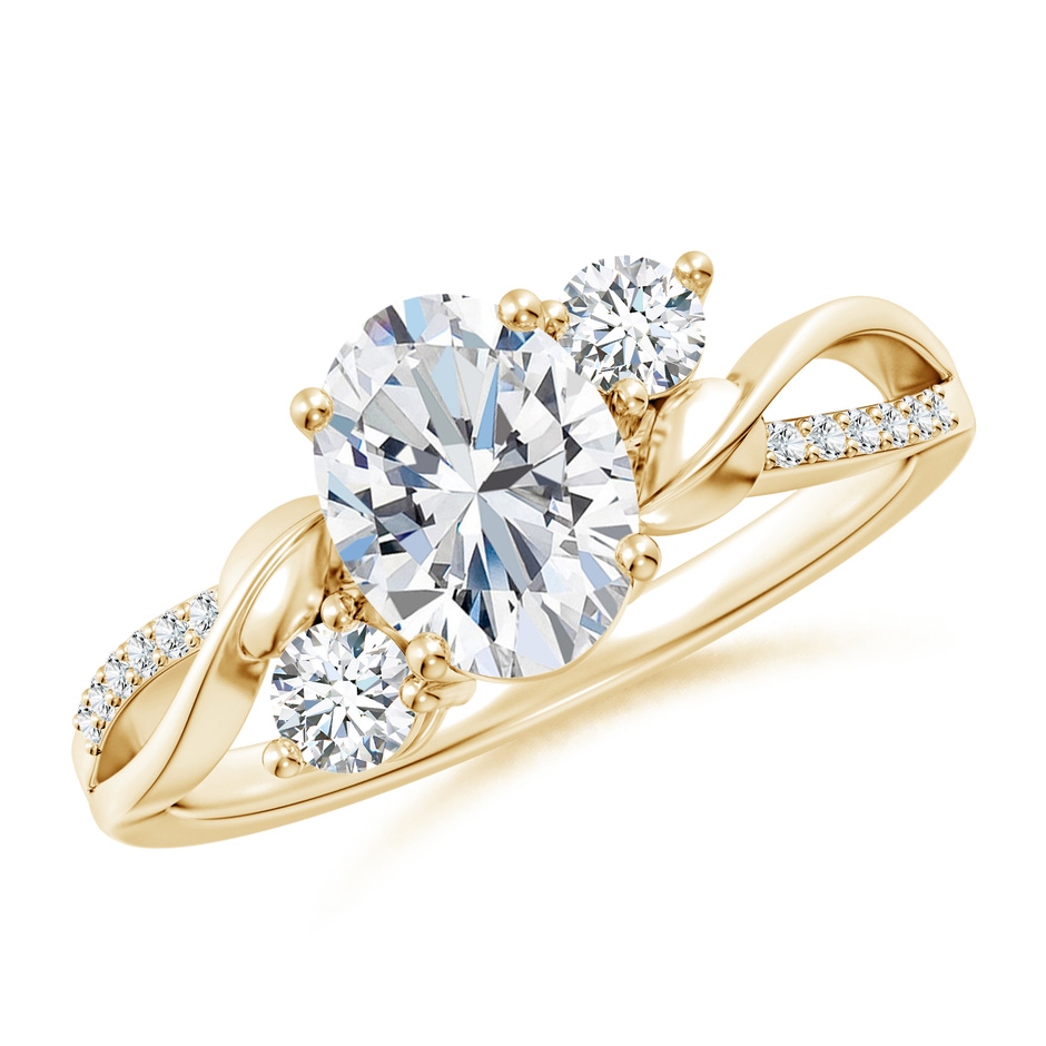 8x6mm FGVS Nature Inspired Oval Lab-Grown Diamond Twisted Vine Engagement Ring in Yellow Gold 