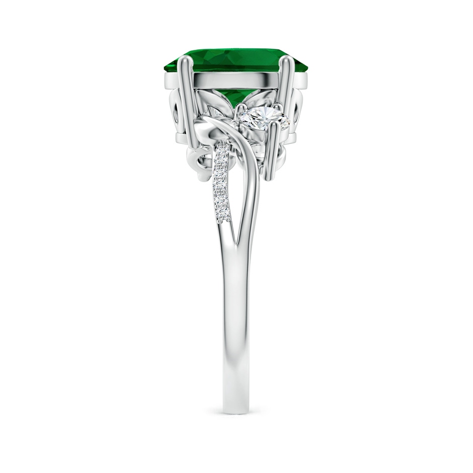 10x8mm Labgrown Nature Inspired Oval Lab-Grown Emerald Twisted Vine Engagement Ring in 18K White Gold side 299