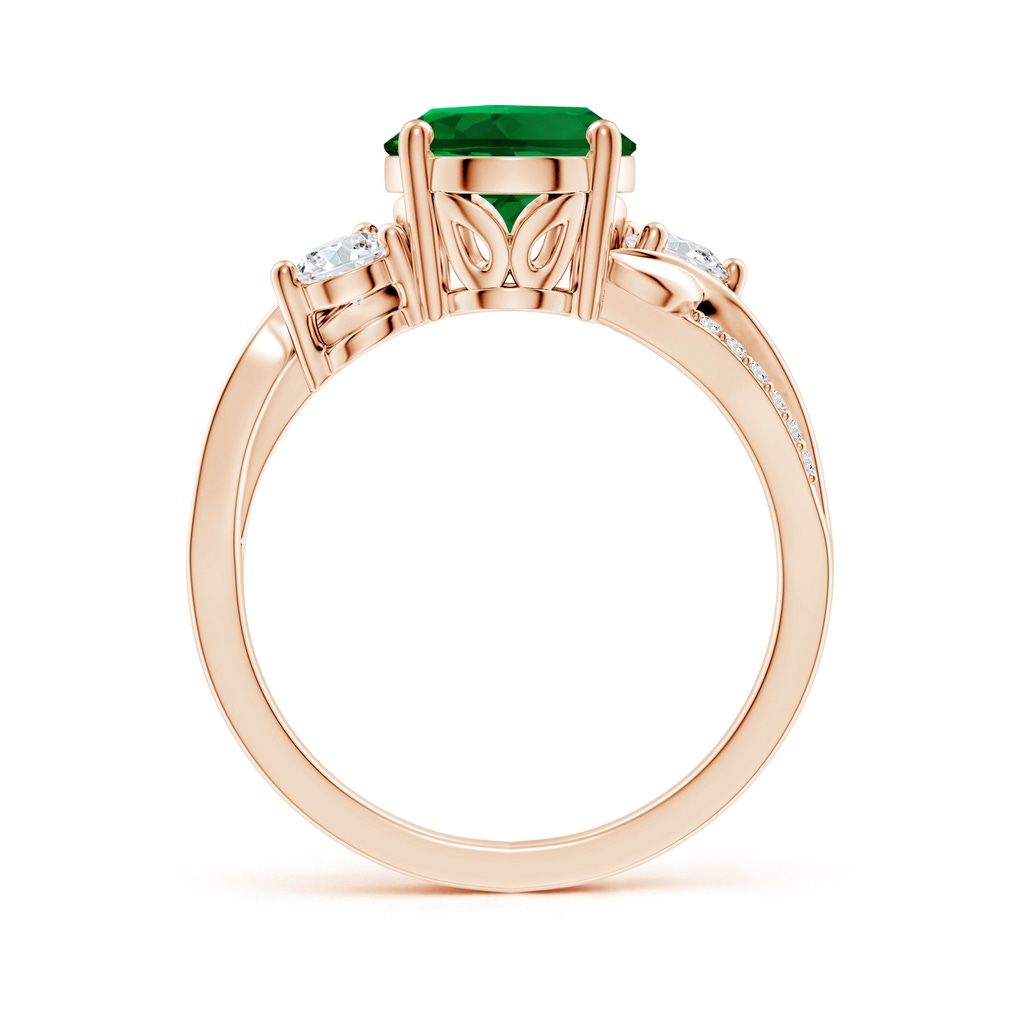 10x8mm Labgrown Nature Inspired Oval Lab-Grown Emerald Twisted Vine Engagement Ring in Rose Gold - side 199