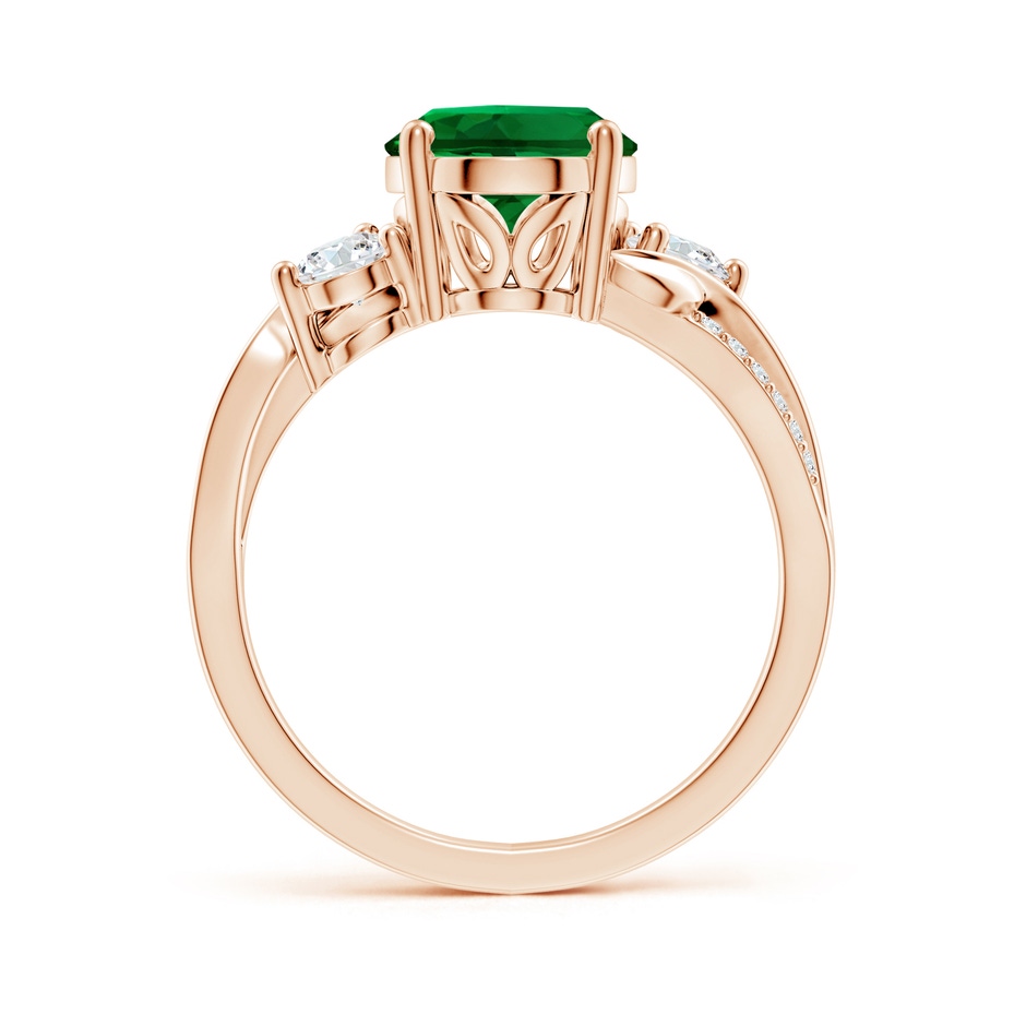 10x8mm Labgrown Nature Inspired Oval Lab-Grown Emerald Twisted Vine Engagement Ring in Rose Gold side 199