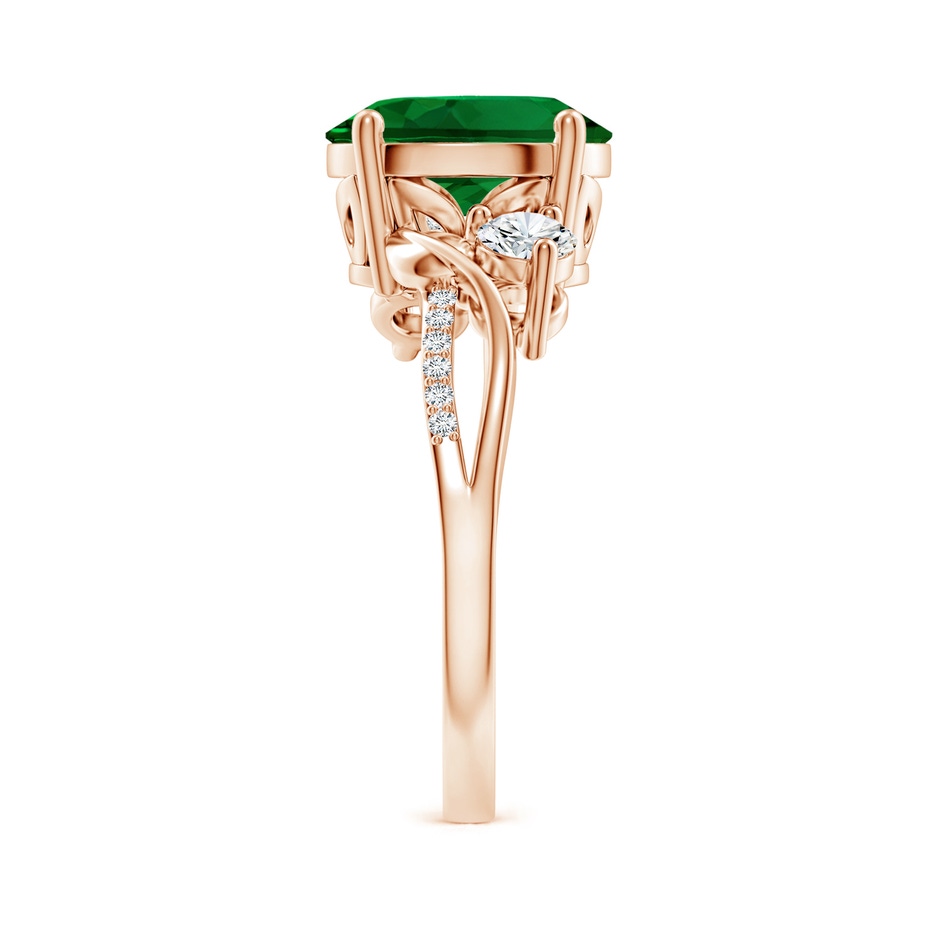 10x8mm Labgrown Nature Inspired Oval Lab-Grown Emerald Twisted Vine Engagement Ring in Rose Gold side 299