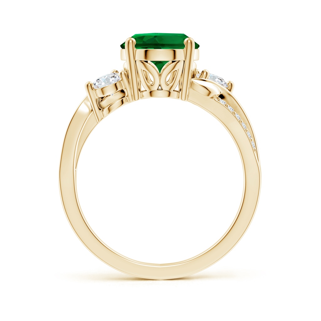 10x8mm Labgrown Nature Inspired Oval Lab-Grown Emerald Twisted Vine Engagement Ring in Yellow Gold - side 199