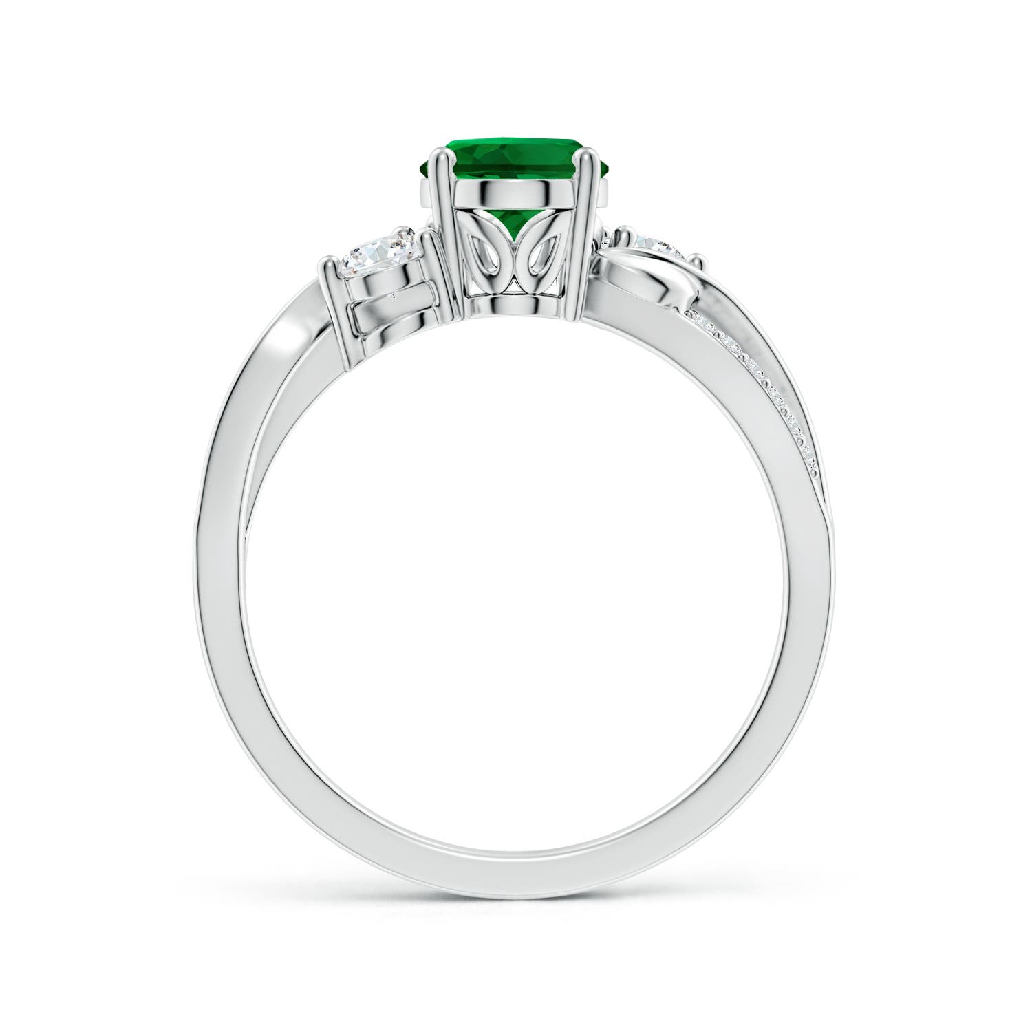 8x6mm Labgrown Nature Inspired Oval Lab-Grown Emerald Twisted Vine Engagement Ring in 18CT White Gold - side 2