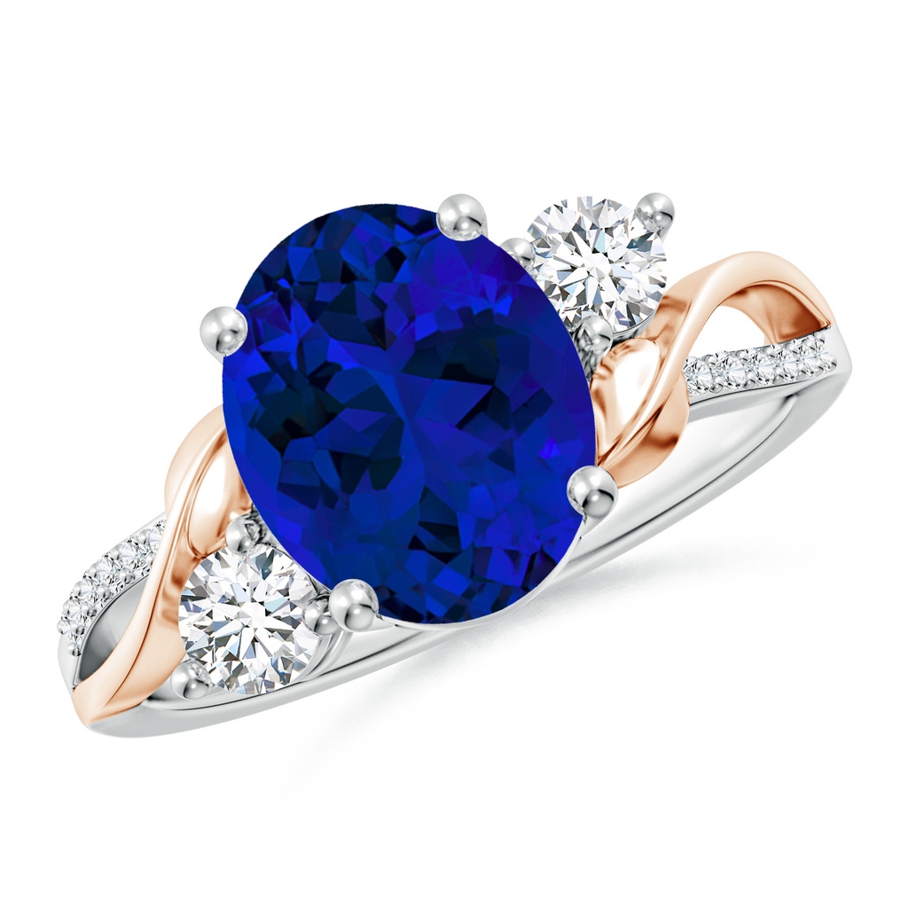 10x8mm Labgrown Nature Inspired Oval Lab-Grown Blue Sapphire Twisted Vine Engagement Ring in White Gold Rose Gold