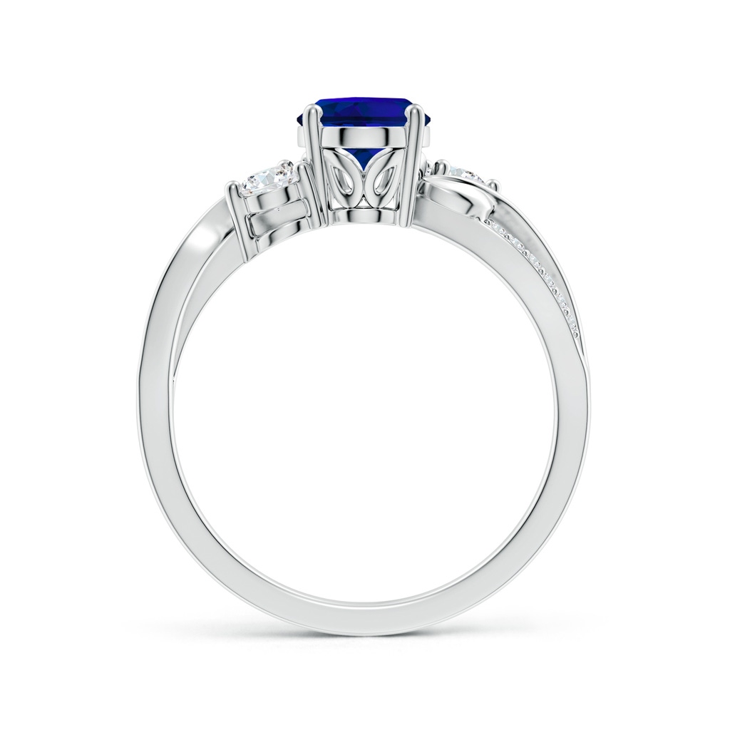 8x6mm Labgrown Nature Inspired Oval Lab-Grown Blue Sapphire Twisted Vine Engagement Ring in White Gold Side 199