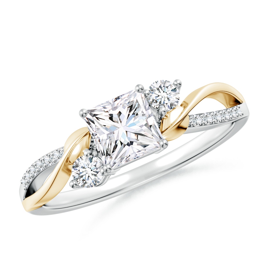 5mm FGVS Nature Inspired Princess-Cut Lab-Grown Diamond Twisted Vine Engagement Ring in White Gold Yellow Gold 