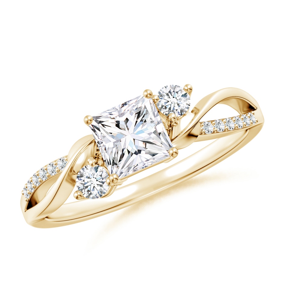 5mm FGVS Nature Inspired Princess-Cut Lab-Grown Diamond Twisted Vine Engagement Ring in Yellow Gold 