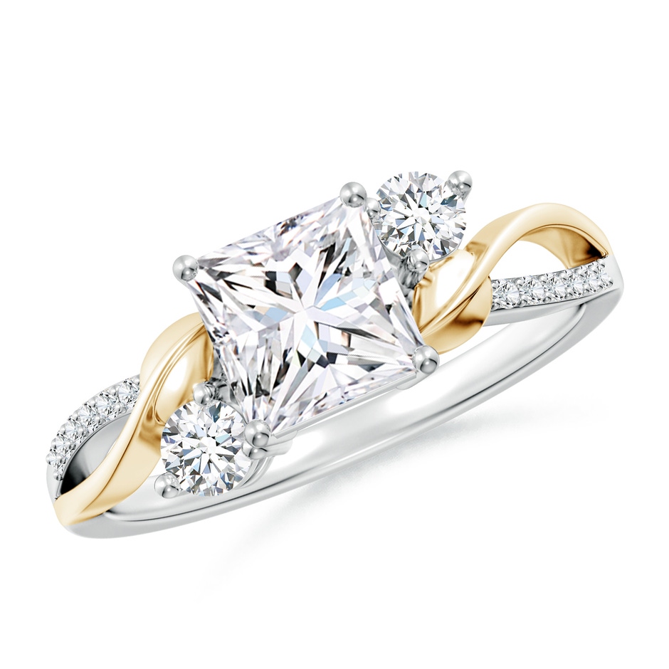 6.2mm FGVS Nature Inspired Princess-Cut Lab-Grown Diamond Twisted Vine Engagement Ring in 10K White Gold 10K Yellow Gold 