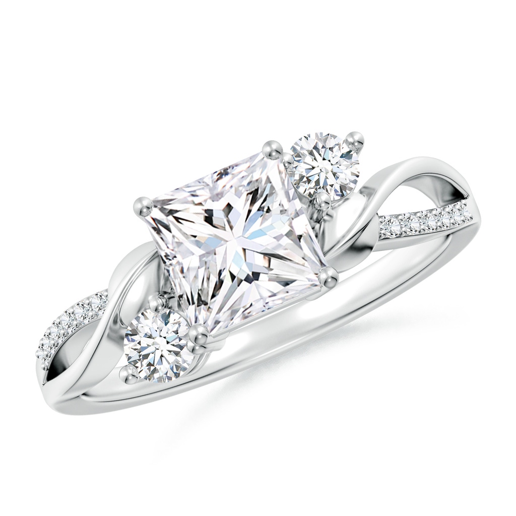 6.2mm FGVS Nature Inspired Princess-Cut Lab-Grown Diamond Twisted Vine Engagement Ring in White Gold