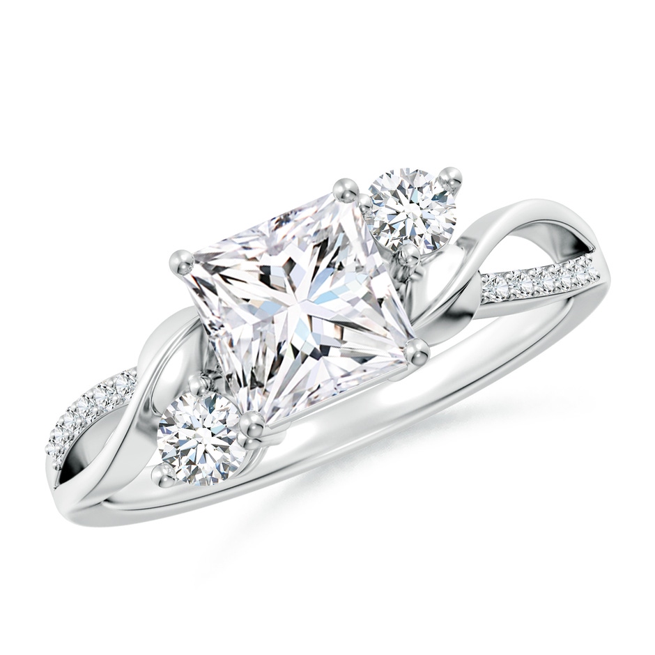 6.2mm FGVS Nature Inspired Princess-Cut Lab-Grown Diamond Twisted Vine Engagement Ring in White Gold 