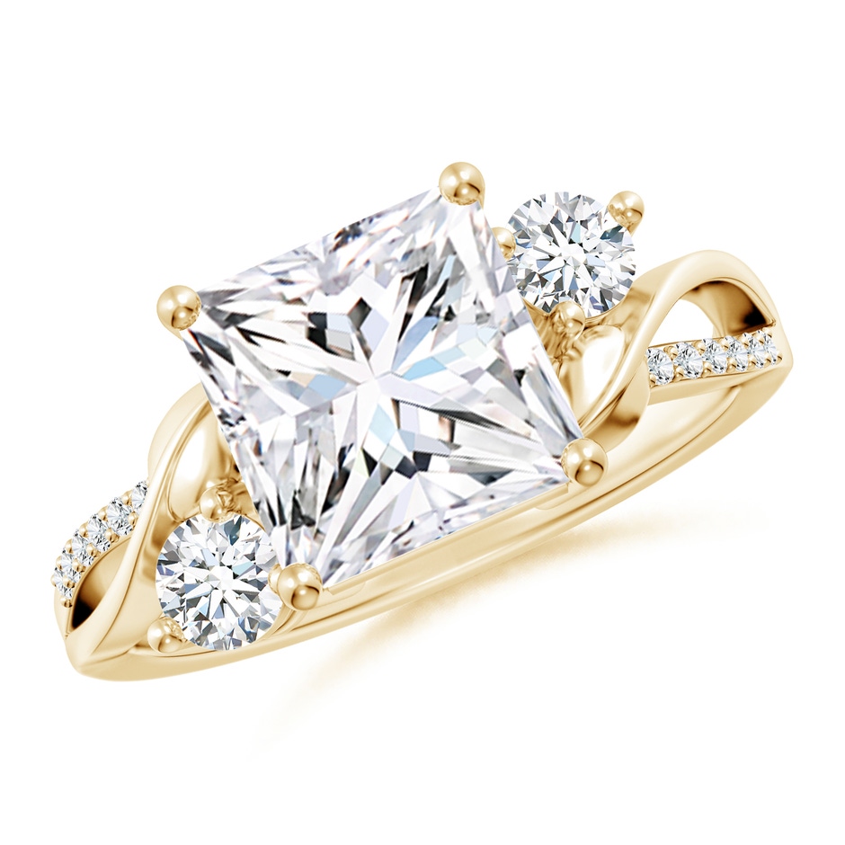7.9mm FGVS Nature Inspired Princess-Cut Lab-Grown Diamond Twisted Vine Engagement Ring in 18K Yellow Gold 