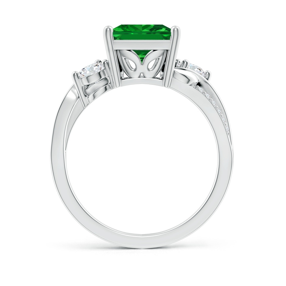 8mm Labgrown Nature Inspired Square Lab-Grown Emerald Twisted Vine Engagement Ring in White Gold side 199