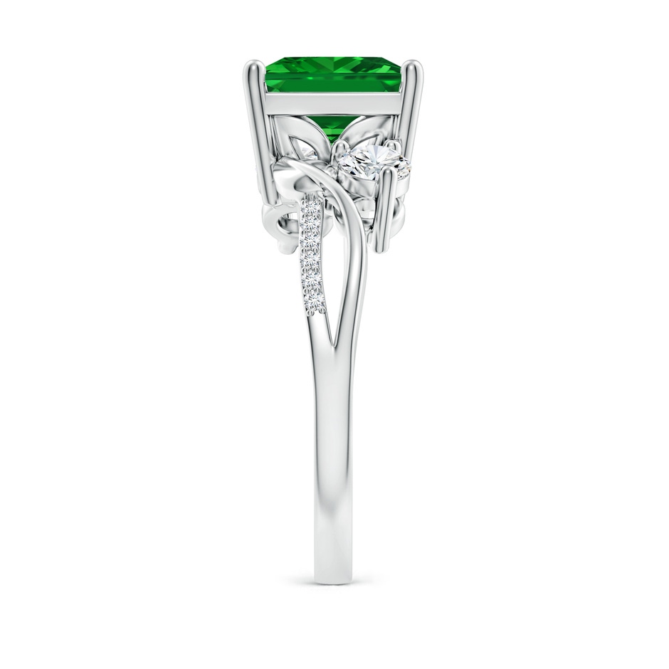 8mm Labgrown Nature Inspired Square Lab-Grown Emerald Twisted Vine Engagement Ring in White Gold side 299