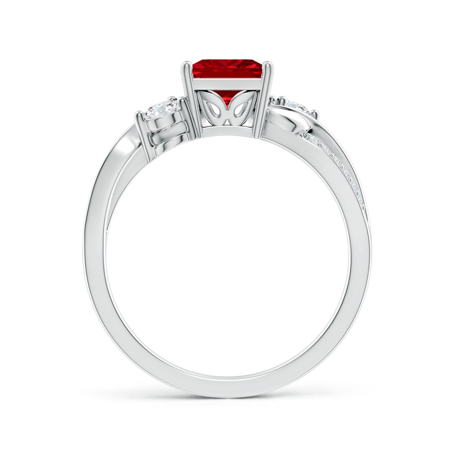 6mm Labgrown Nature Inspired Square Lab-Grown Ruby Twisted Vine Engagement Ring in 18K White Gold side 199