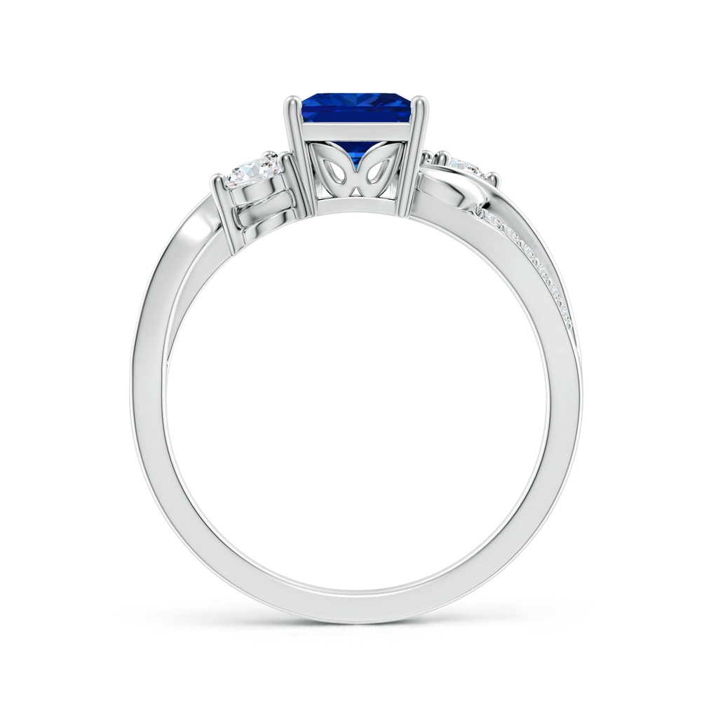 6mm Labgrown Nature Inspired Square Lab-Grown Blue Sapphire Twisted Vine Engagement Ring in White Gold Side 199