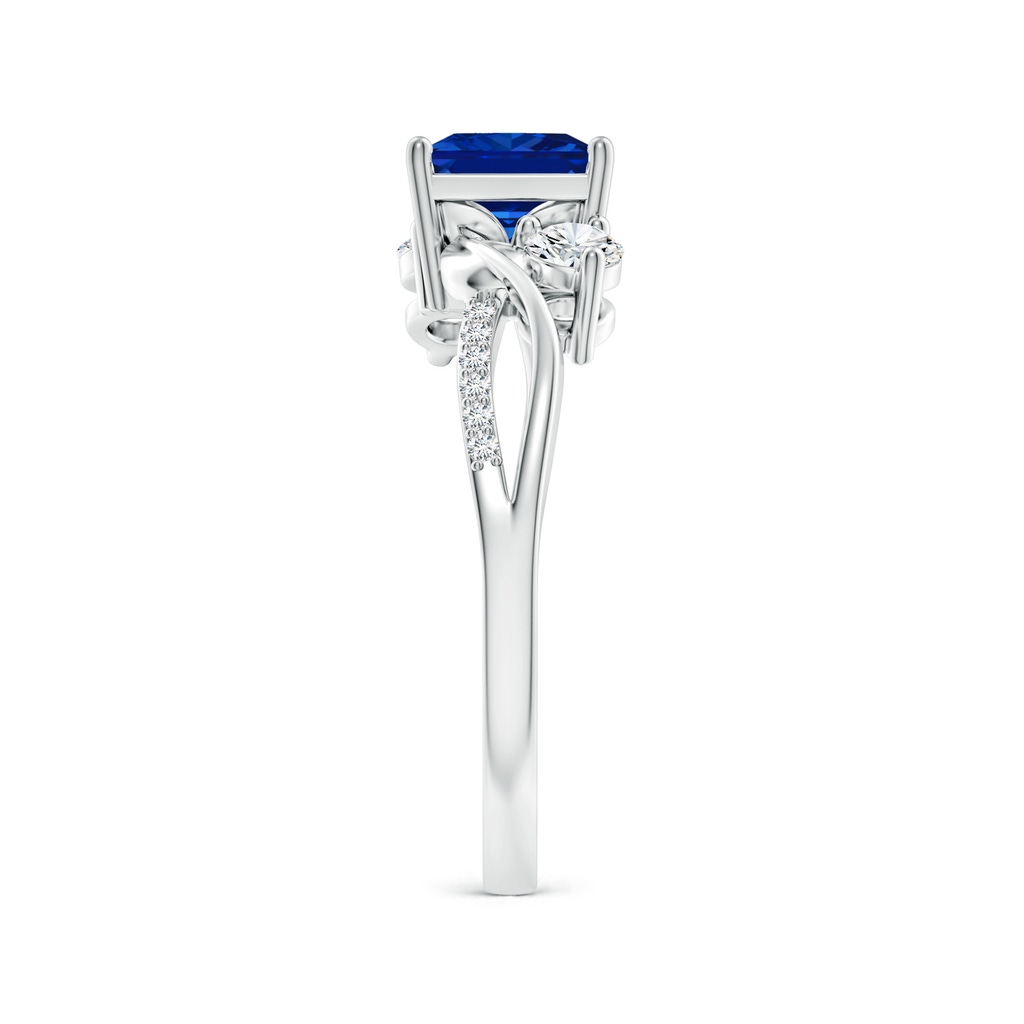 6mm Labgrown Nature Inspired Square Lab-Grown Blue Sapphire Twisted Vine Engagement Ring in White Gold Side 299