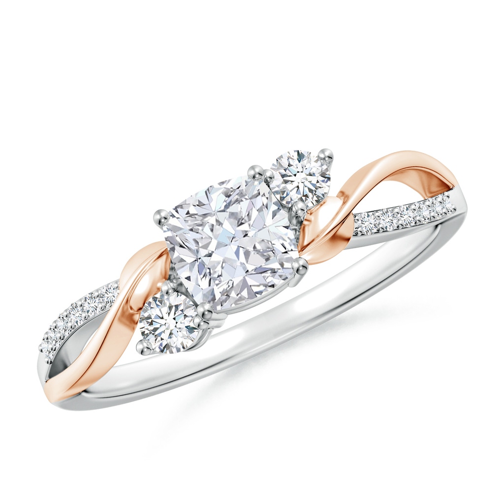 5mm FGVS Nature Inspired Cushion Lab-Grown Diamond Twisted Vine Engagement Ring in White Gold Rose Gold