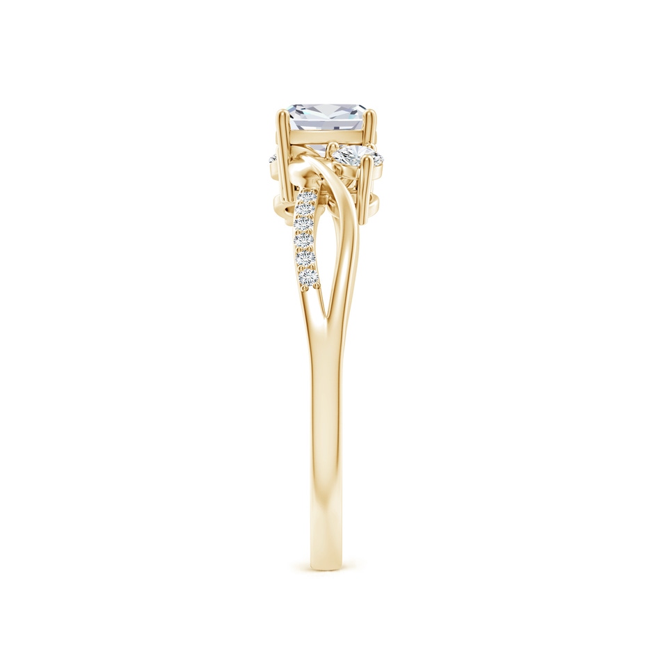 5mm FGVS Nature Inspired Cushion Lab-Grown Diamond Twisted Vine Engagement Ring in Yellow Gold side 299