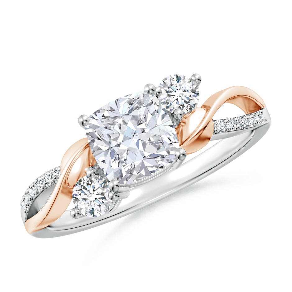 6mm FGVS Nature Inspired Cushion Lab-Grown Diamond Twisted Vine Engagement Ring in 18K White Gold 18K Rose Gold 