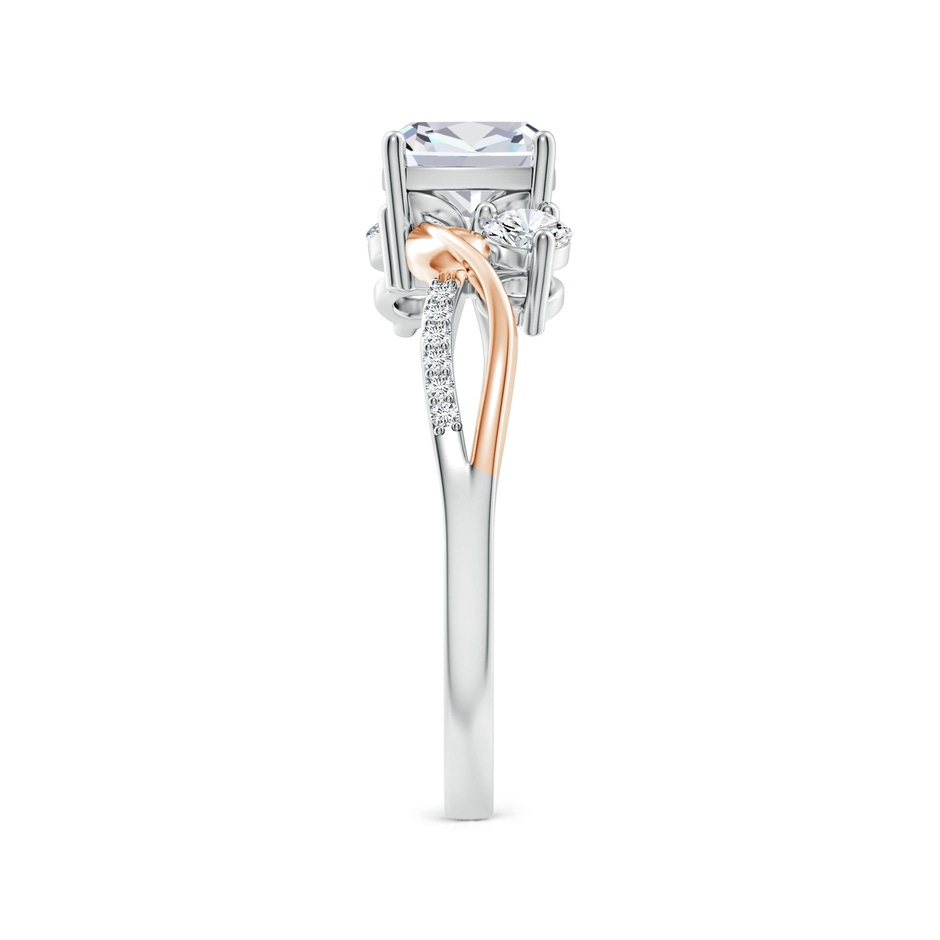 6mm FGVS Nature Inspired Cushion Lab-Grown Diamond Twisted Vine Engagement Ring in 18K White Gold 18K Rose Gold side 299
