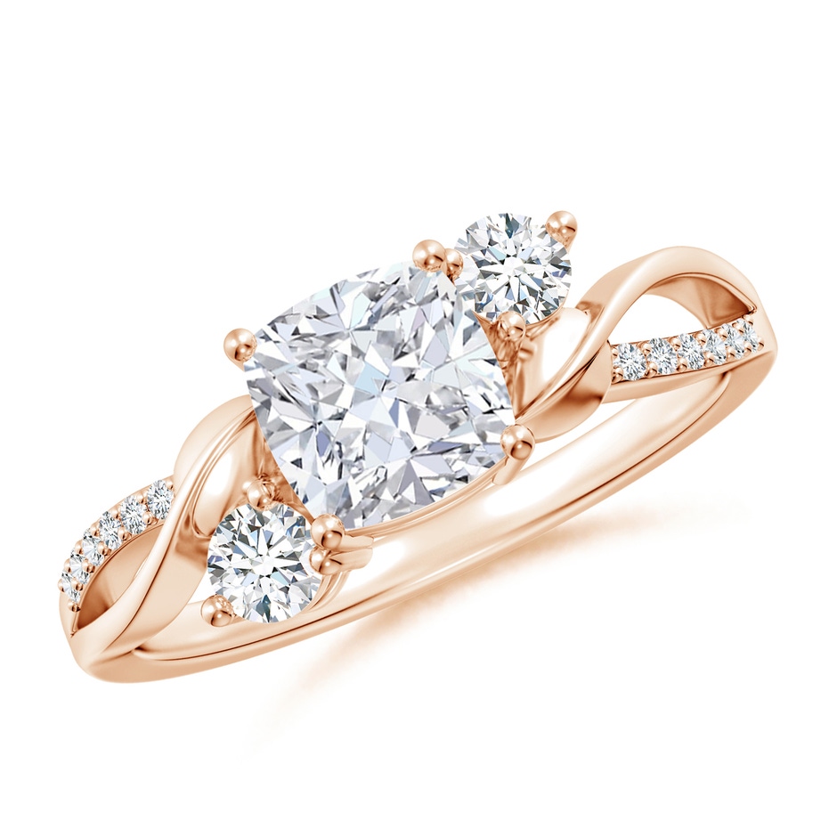 6mm FGVS Nature Inspired Cushion Lab-Grown Diamond Twisted Vine Engagement Ring in Rose Gold 
