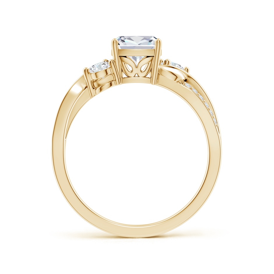 6mm FGVS Nature Inspired Cushion Lab-Grown Diamond Twisted Vine Engagement Ring in Yellow Gold side 199