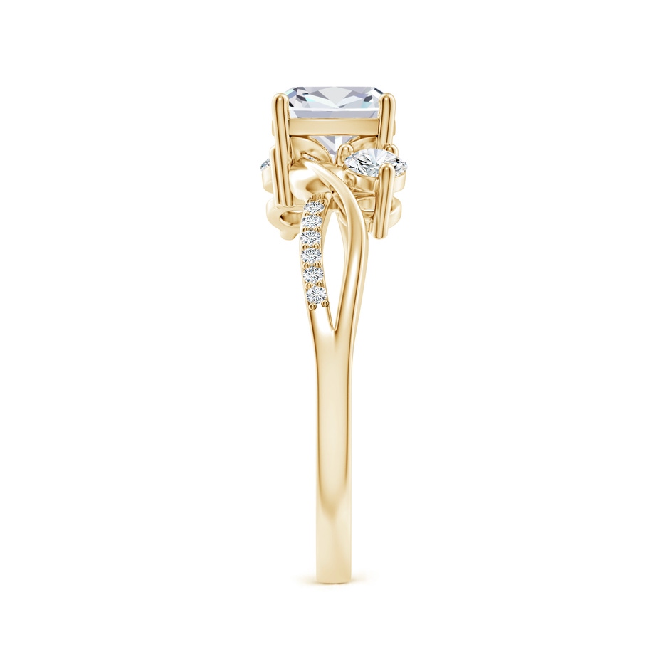 6mm FGVS Nature Inspired Cushion Lab-Grown Diamond Twisted Vine Engagement Ring in Yellow Gold side 299
