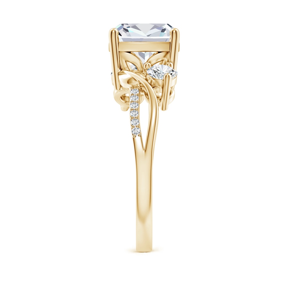 8mm FGVS Nature Inspired Cushion Lab-Grown Diamond Twisted Vine Engagement Ring in Yellow Gold side 299